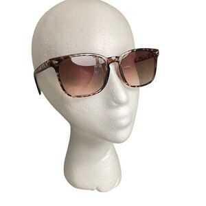 Brown Leopard Print Sunglasses with Gradient Lenses and Case NWOT